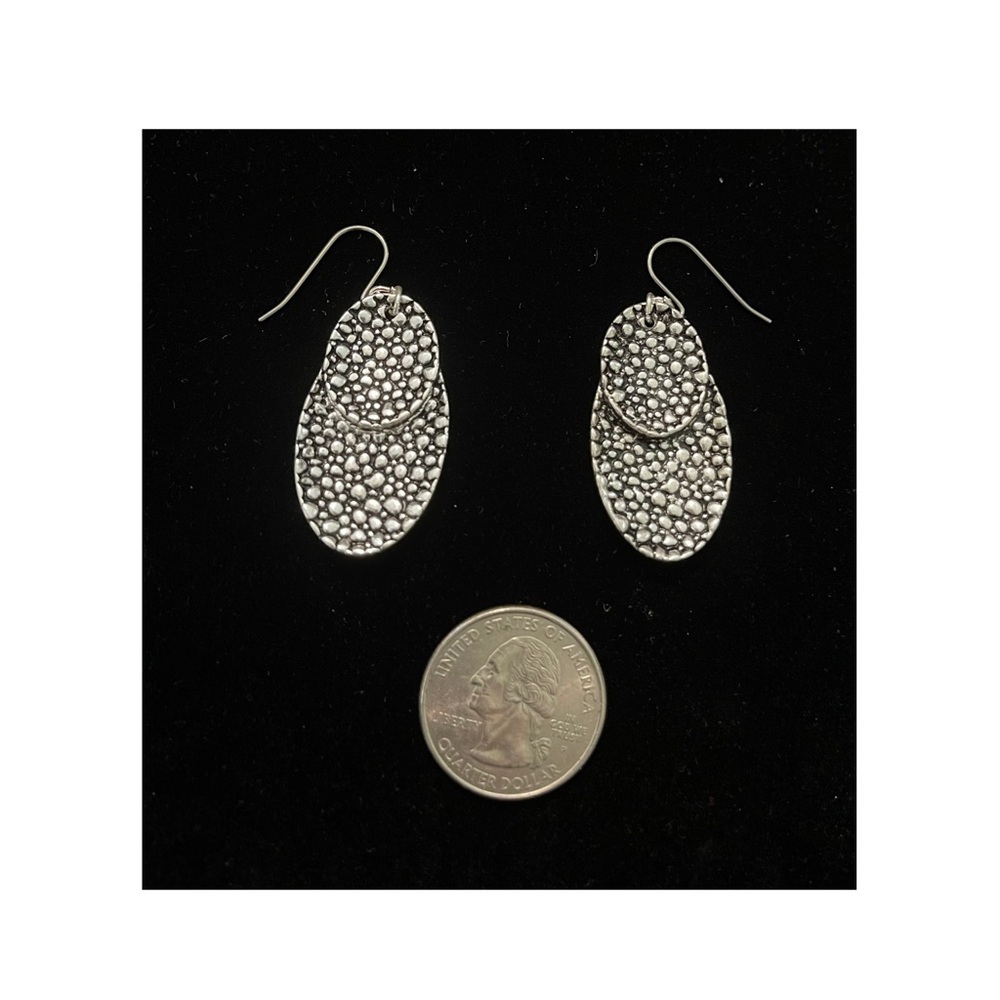 Source Unknown Textured Silver Earrings - image 1